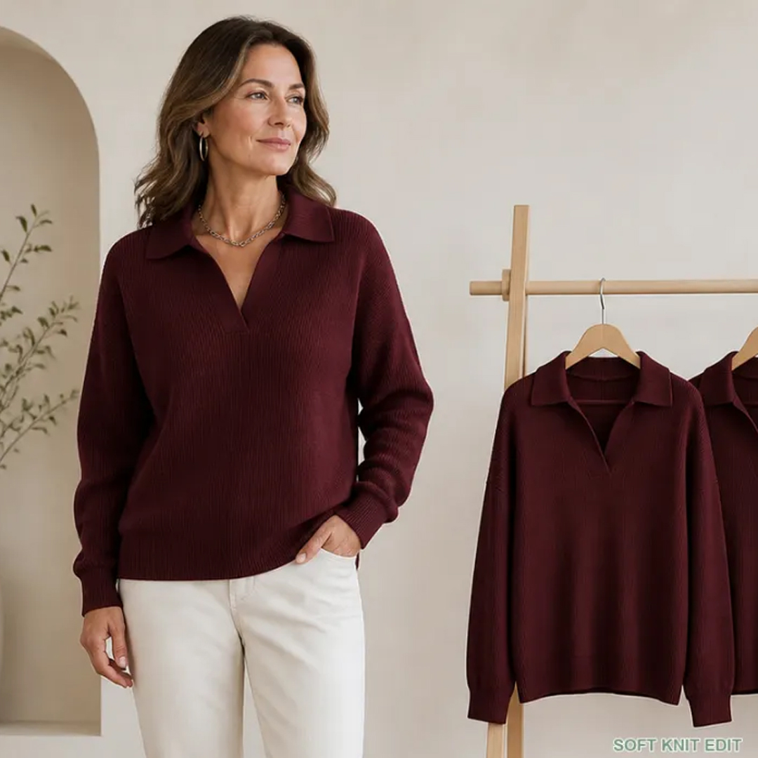 Limited-Time Knit Edit | Women's Relaxed Open-Neck Polo Knit Sweater