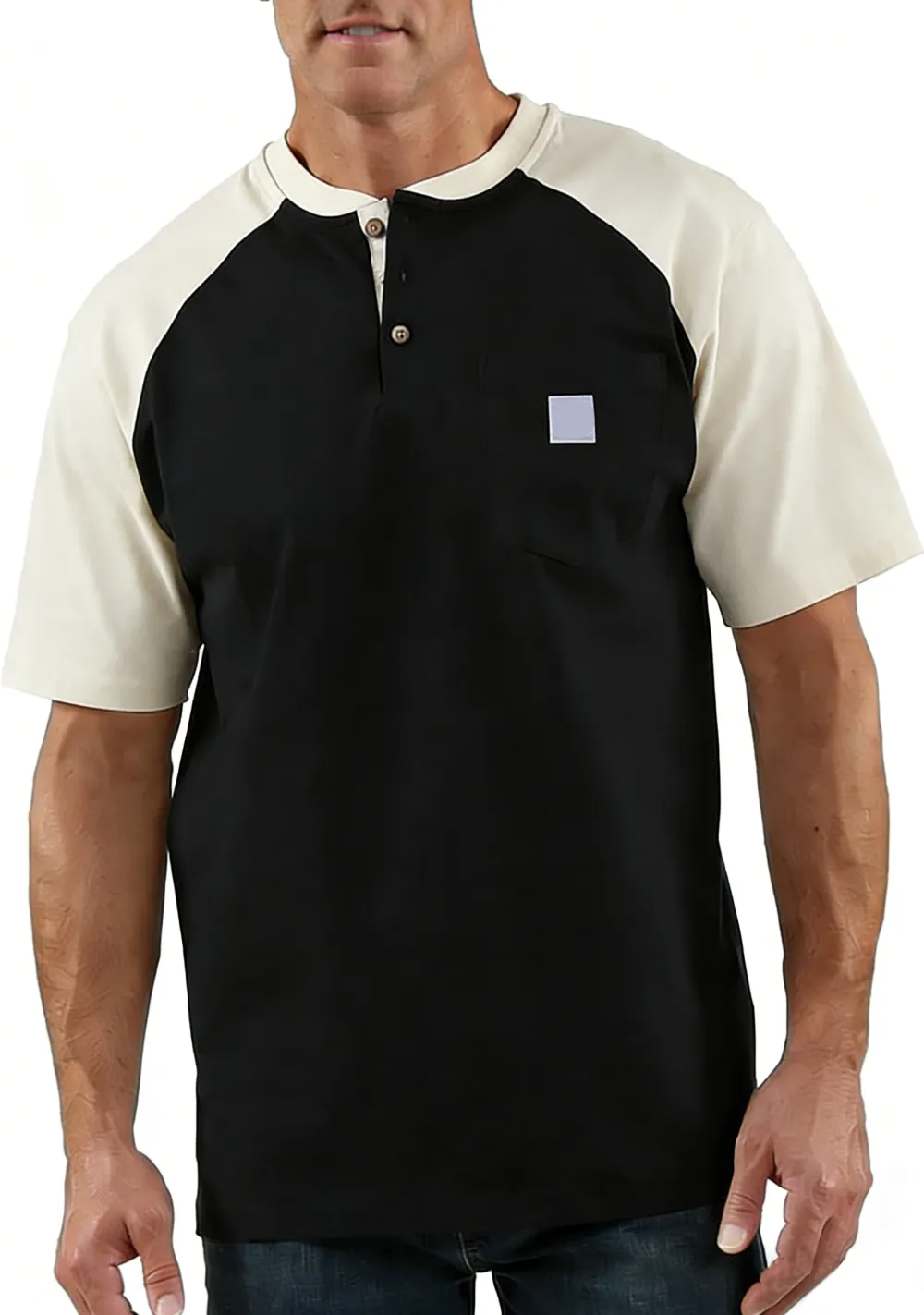 Men's color-blocked short-sleeved shirt