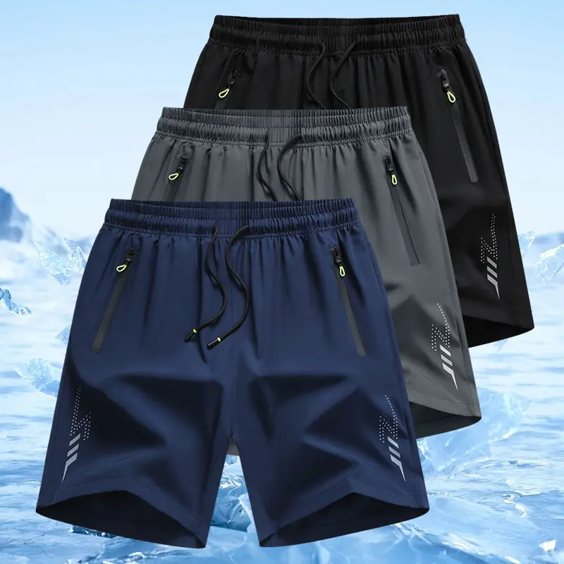  Men's Quick-Dry Athletic Shorts with Zipper Pockets – Lightweight Performance Workout Shorts