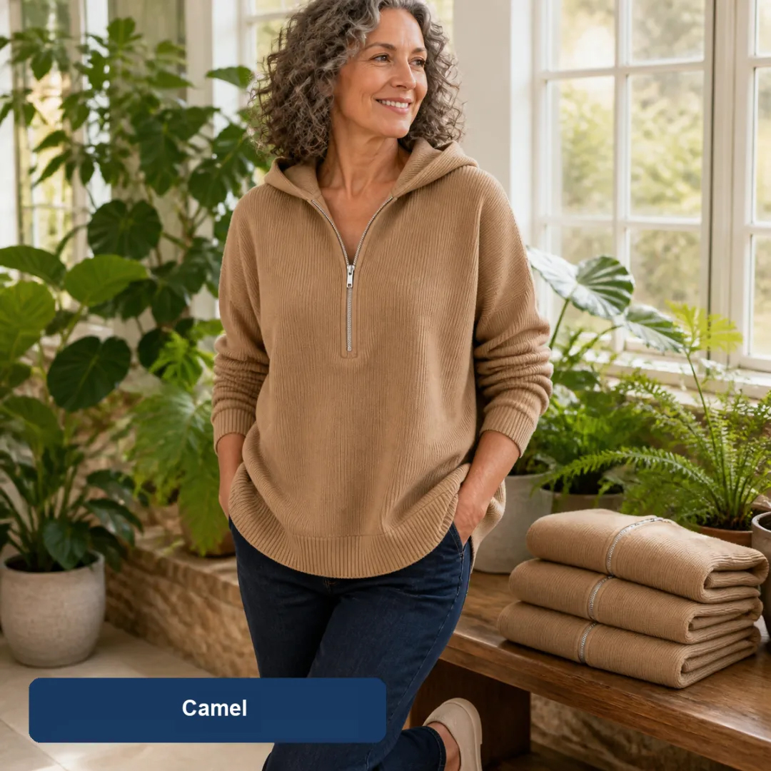 Bundle & Save | Women's Ribbed Half-Zip Hooded Sweater