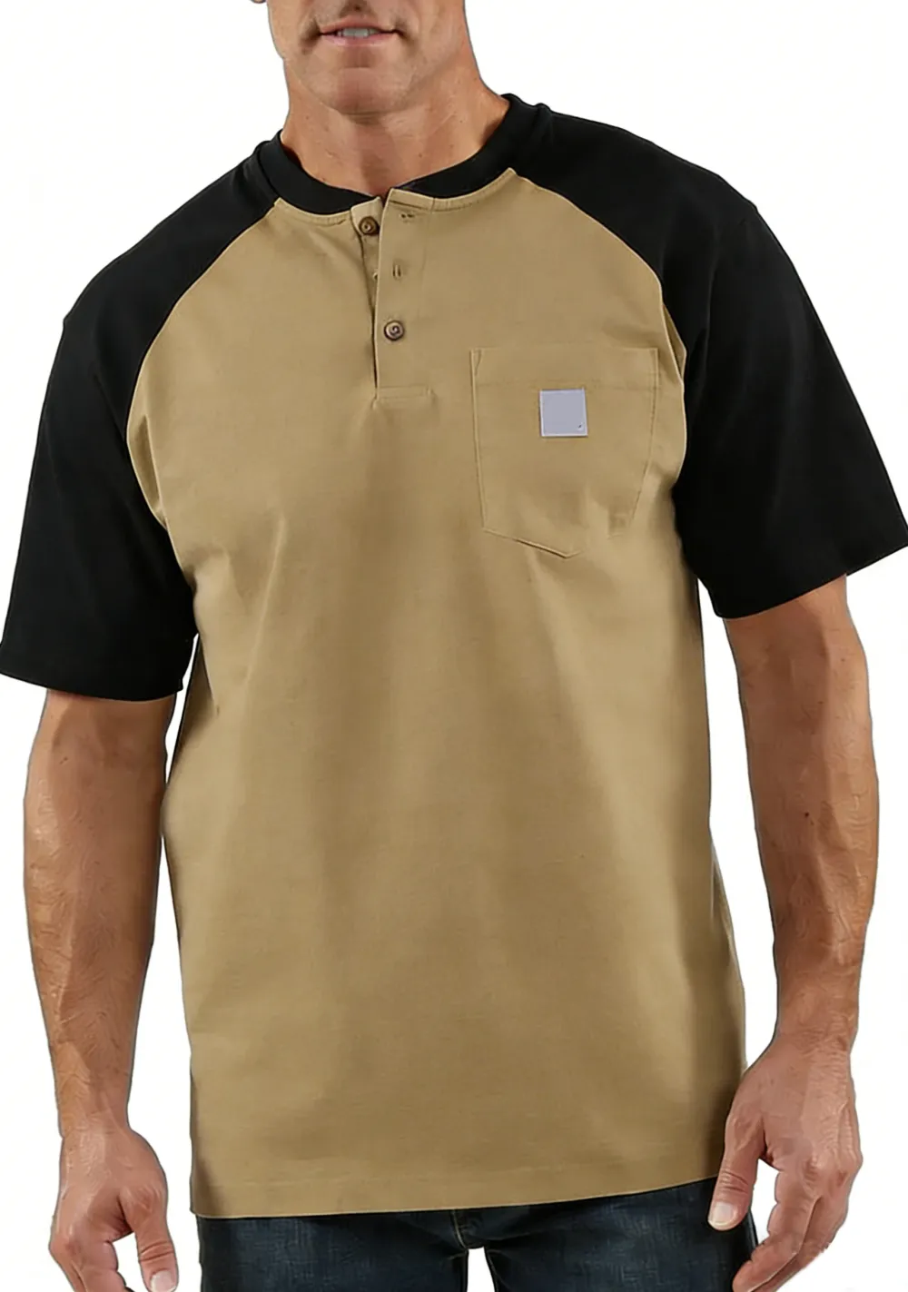 Men's color-blocked short-sleeved shirt