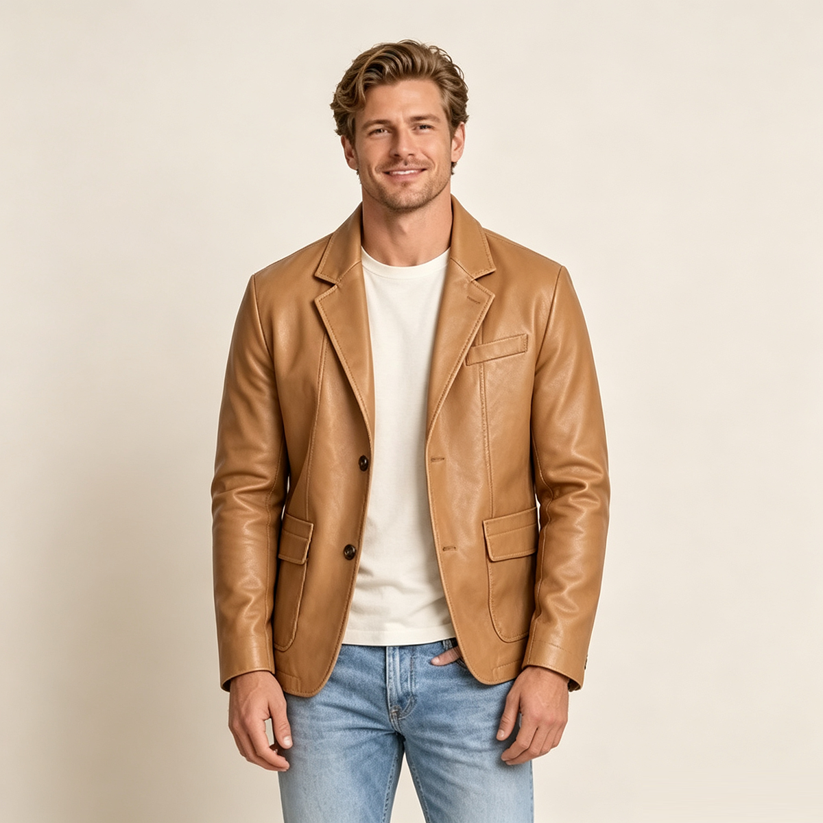 ⏰Clearance Sale⚡10-Pack Only ＄38.99⚡Men Can’t Get Enough of This Cozy Calfskin Leather Blazer