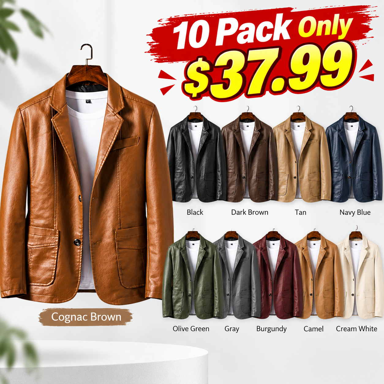 10 Pack Only$37.99-Men Can’t Get Enough of This Cozy Calfskin Leather Blazer