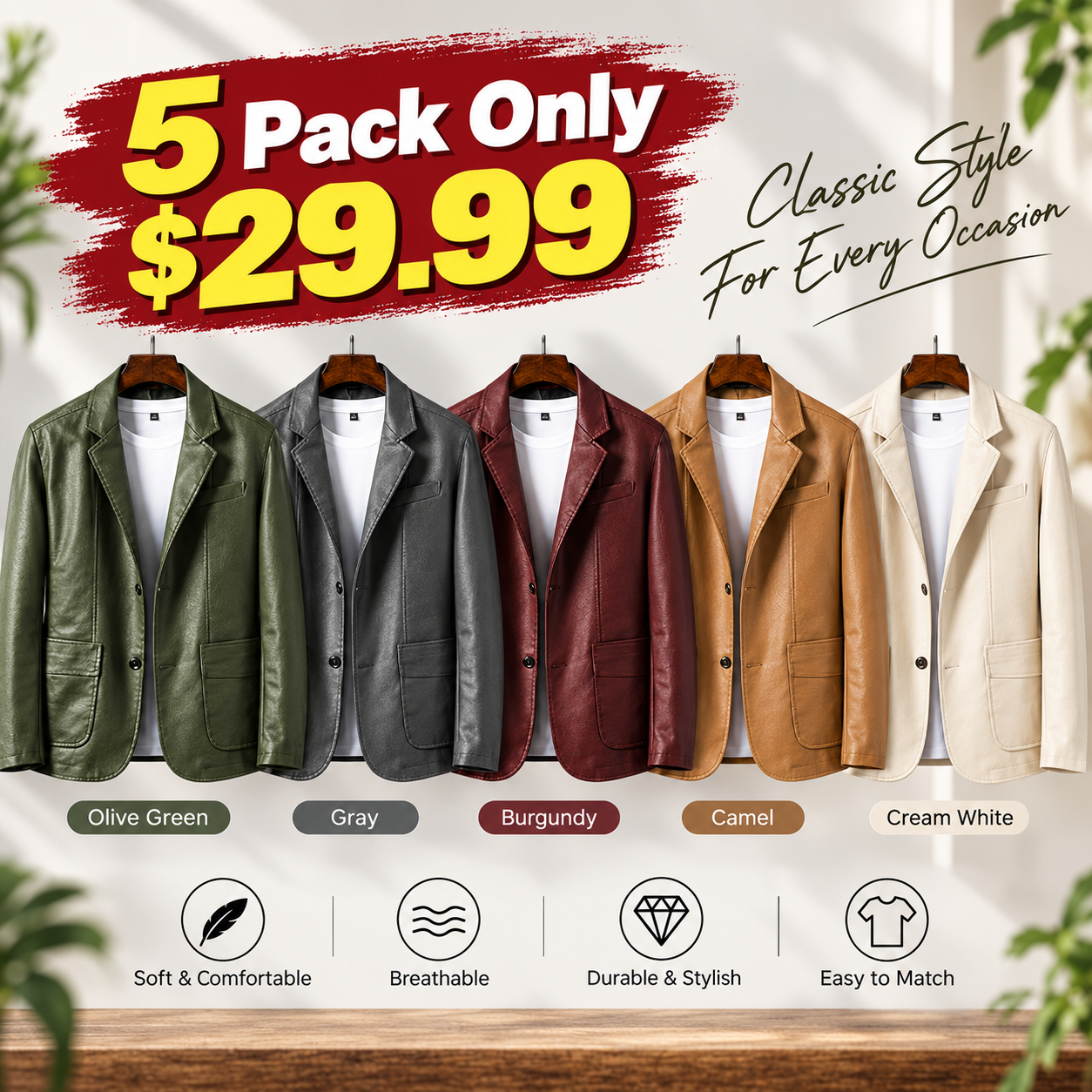 10 Pack Only$37.99-Men Can’t Get Enough of This Cozy Calfskin Leather Blazer