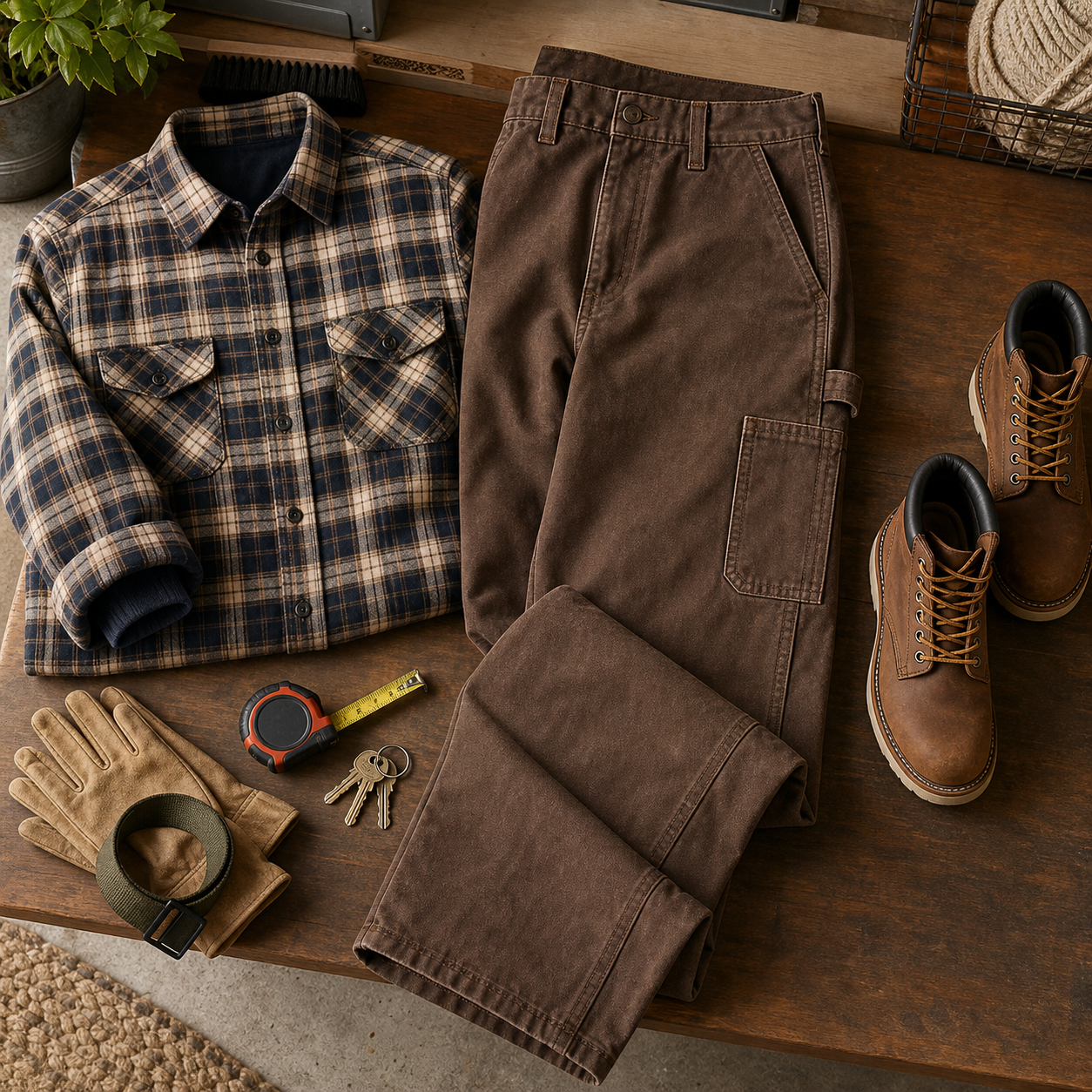 Men's Washed Duck Utility Work Pants