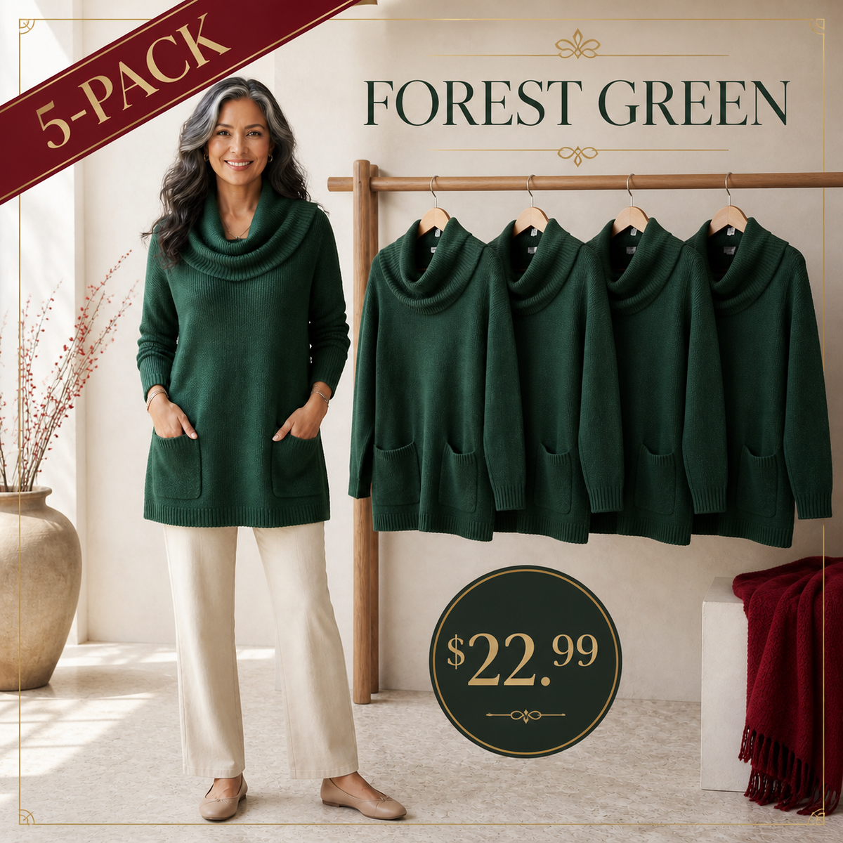 T3u0805005 5-Pack - Forest Green