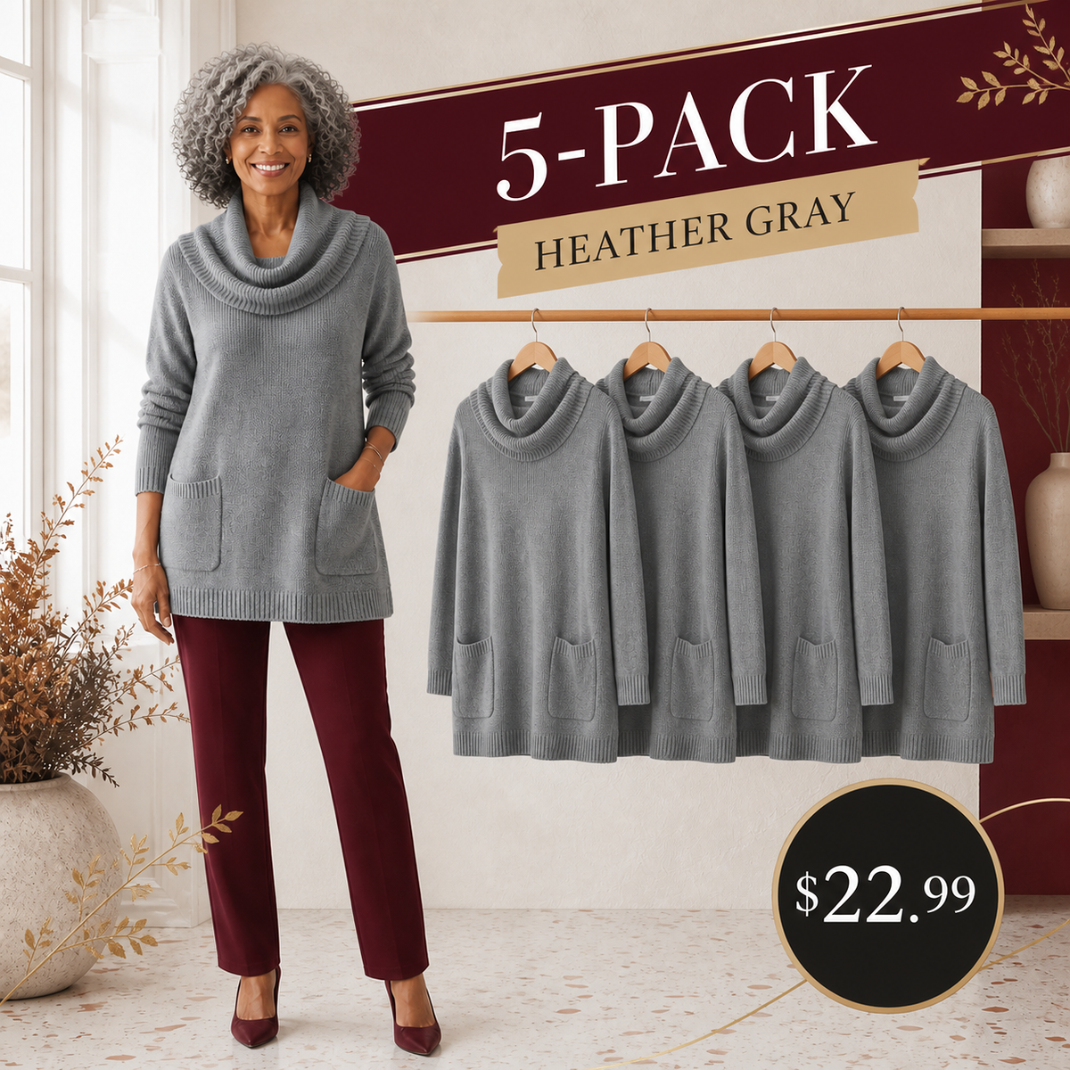 T3u0805005 5-Pack - Heather Gray