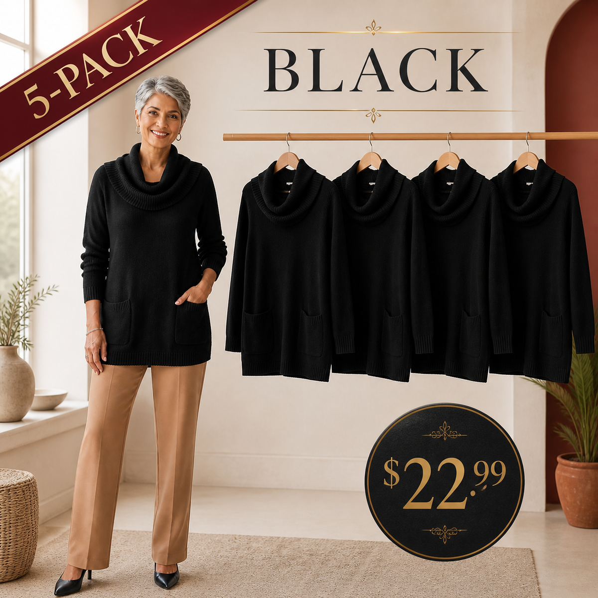 T3u0805005 5-Pack - Black