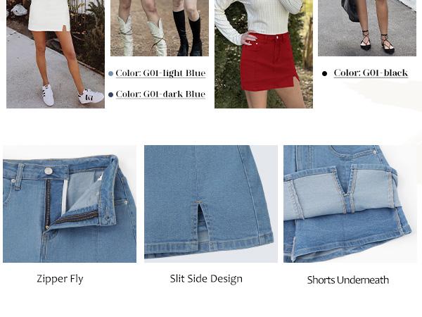 Genleck Women's High-Waisted Denim Skort | Built-in Shorts & Side Slit Skirt Womenswear Fitted Button skirts Genleck Women's High-Waisted Denim Skort | Built-in Shorts & Side Slit Skirt Womenswear Fitted Button skirts