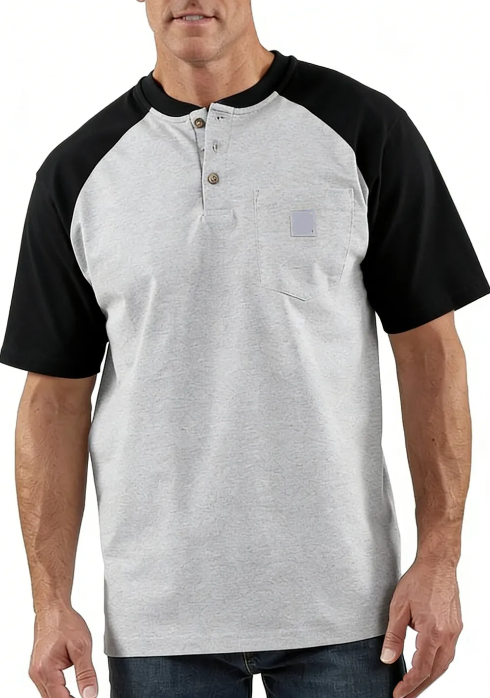 Men's color-blocked short-sleeved shirt