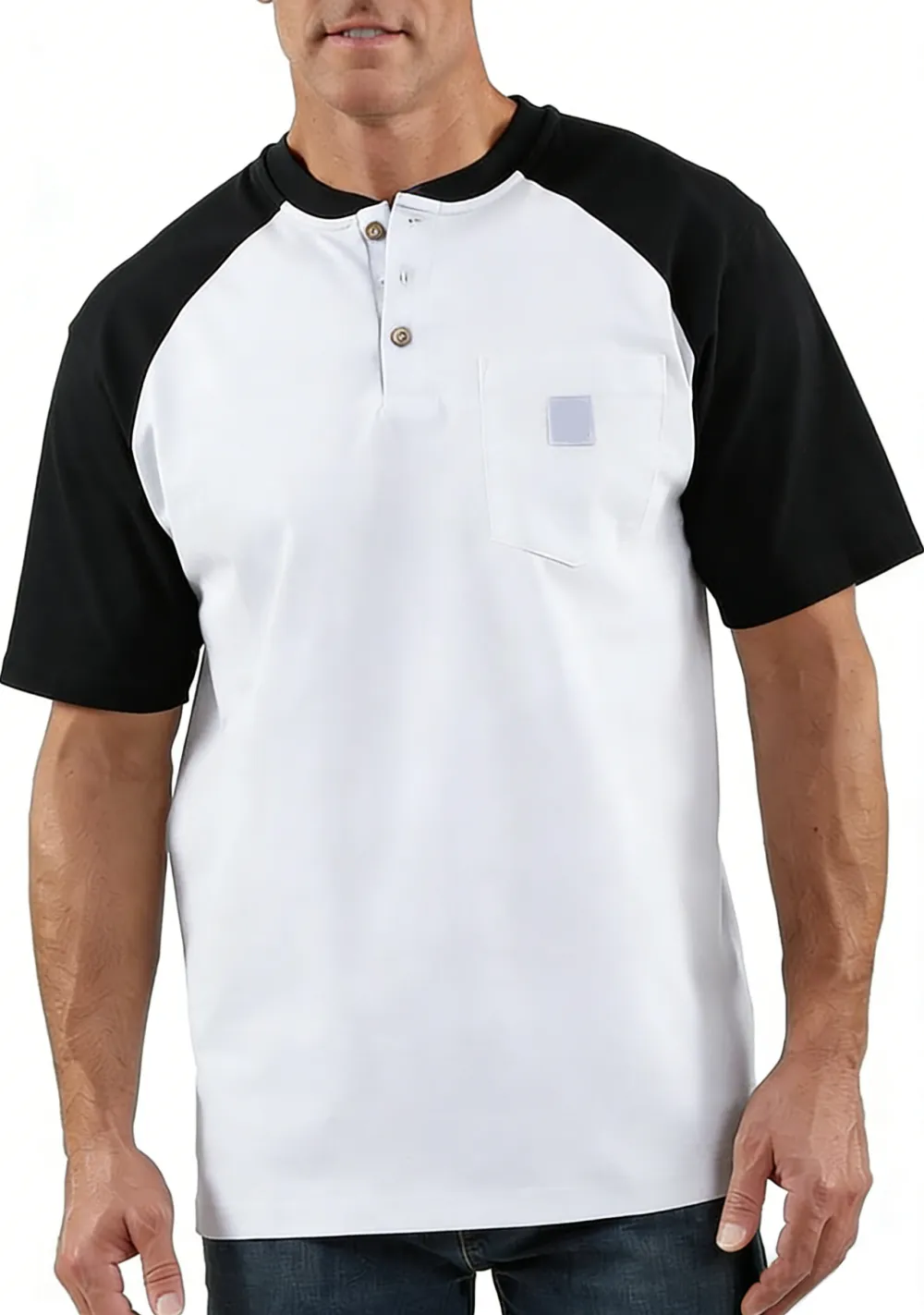 Men's color-blocked short-sleeved shirt