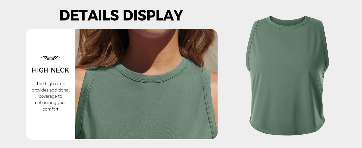 Fisoew Womens Workout Cropped Tank Tops Racerback Sleeveless Crewneck Running Yoga Active Shirts