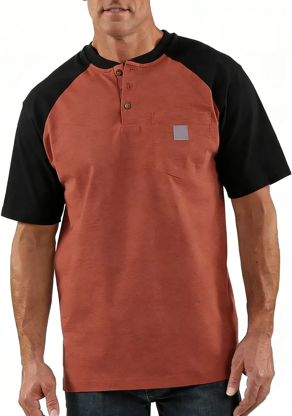 Men's color-blocked short-sleeved shirt