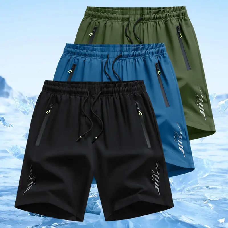  Men's Quick-Dry Athletic Shorts with Zipper Pockets – Lightweight Performance Workout Shorts