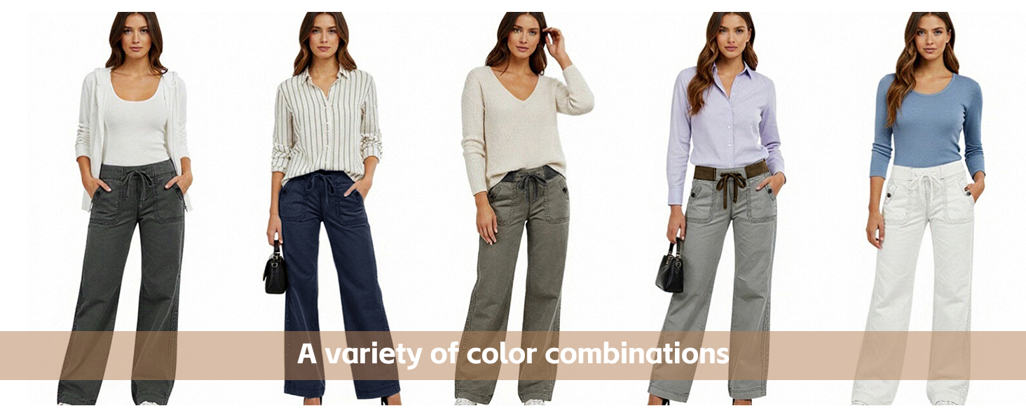 Flamingals Straight Leg Drawstring Pants for Women