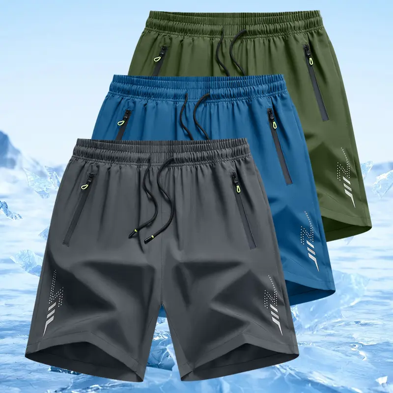  Men's Quick-Dry Athletic Shorts with Zipper Pockets – Lightweight Performance Workout Shorts