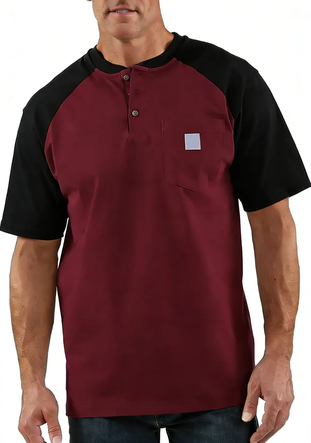 Men's color-blocked short-sleeved shirt