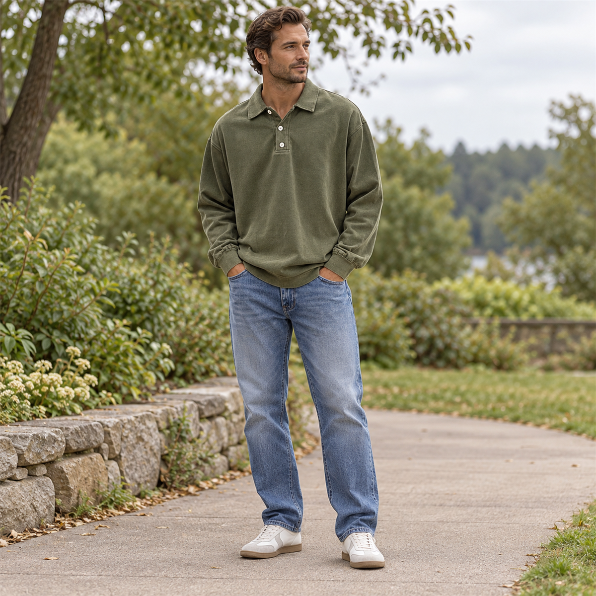 Mens Long-Sleeve Polo Pullover detail - desc-03-lifestyle-weekend