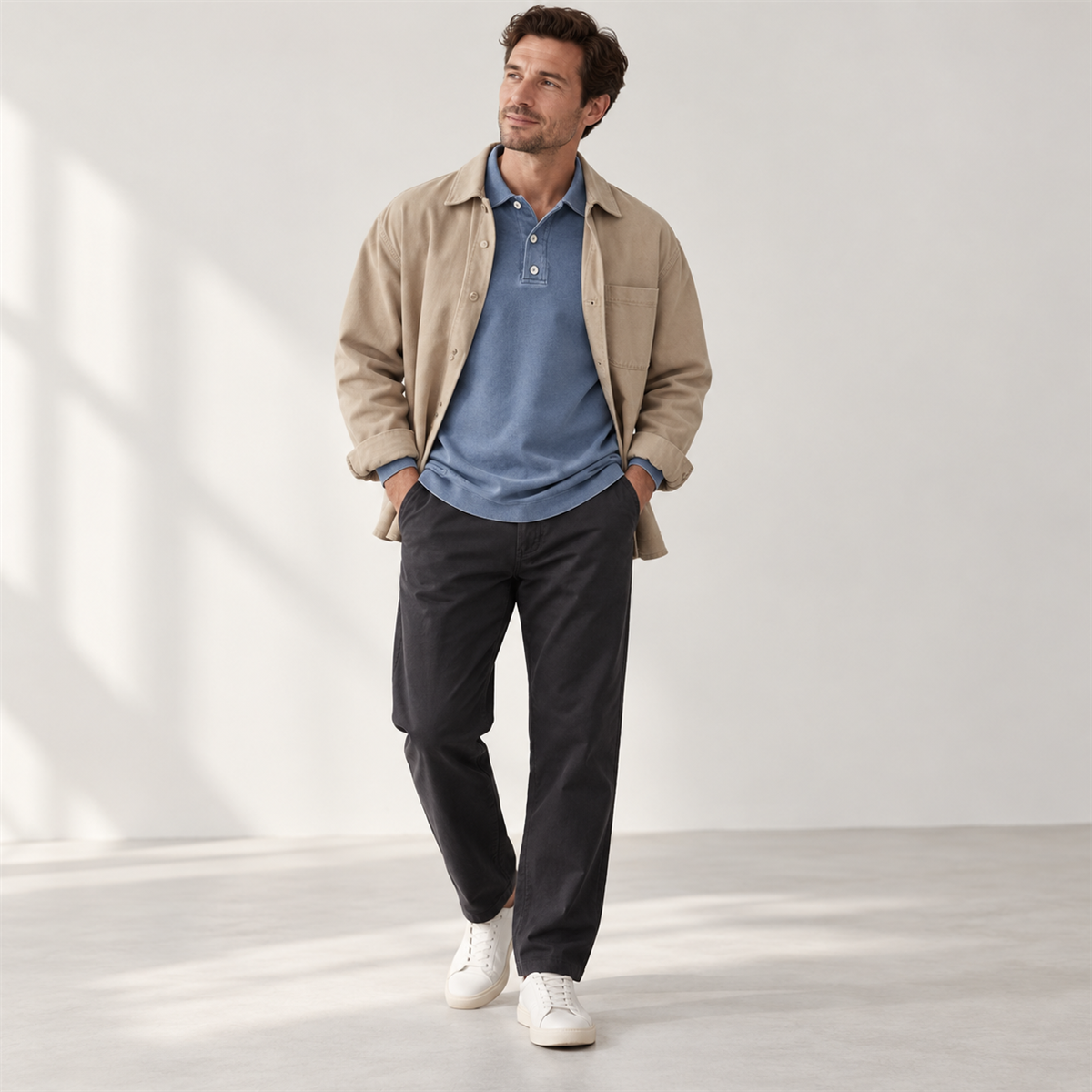 Mens Long-Sleeve Polo Pullover detail - desc-05-styling-layered