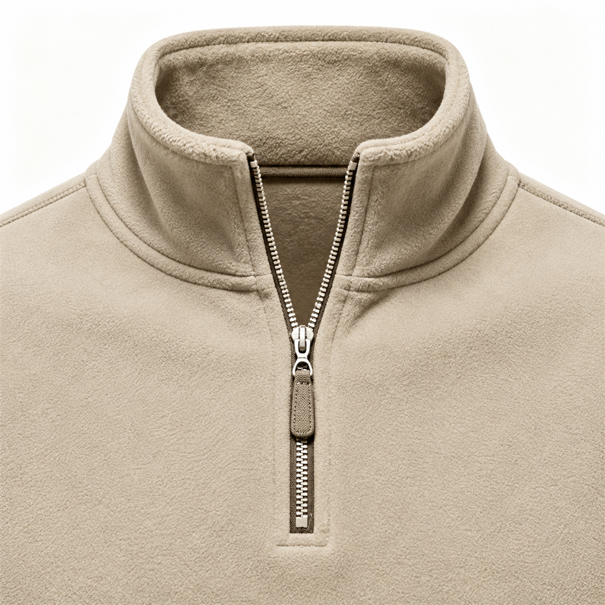 Mens Quarter-Zip Pullover detail - Beige