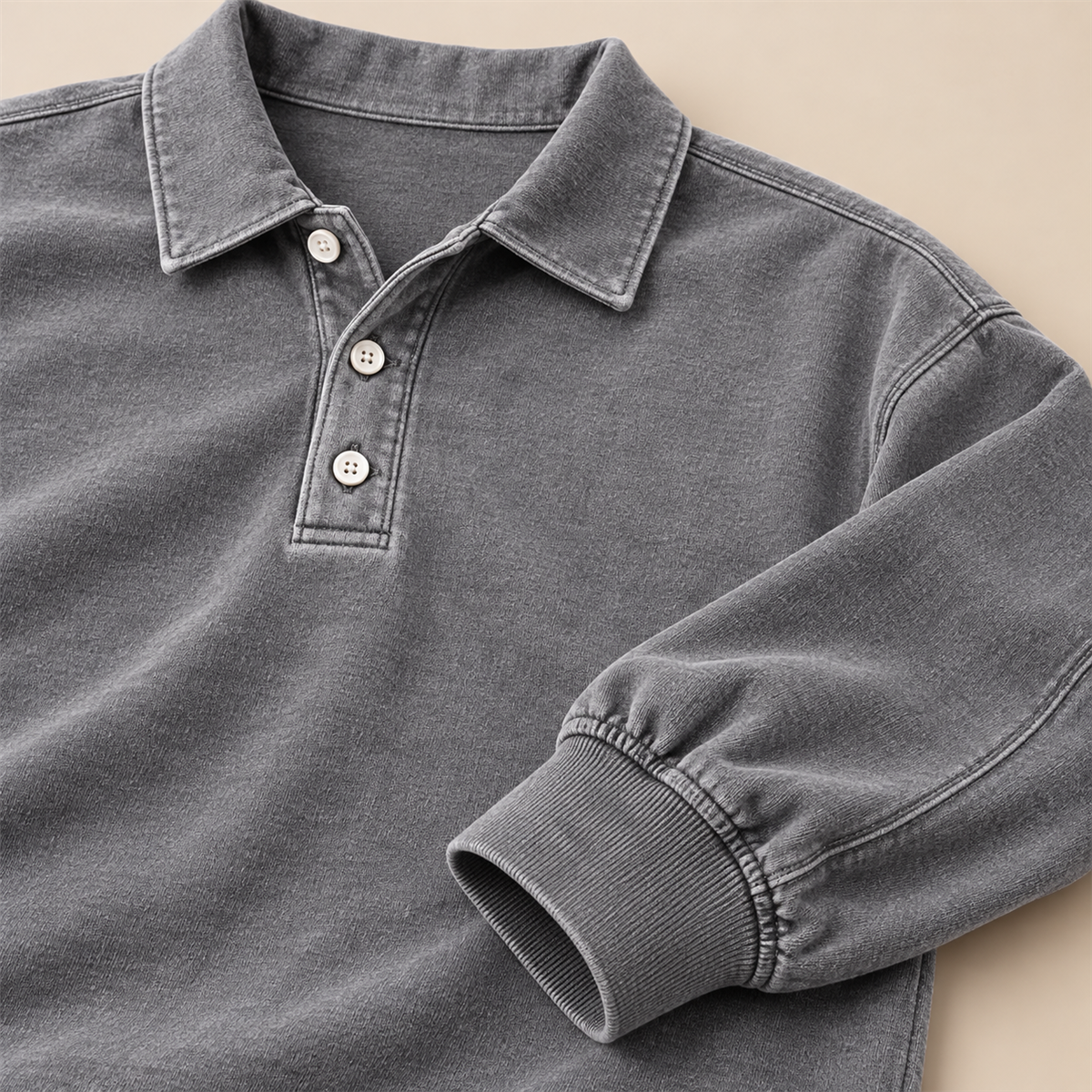 Mens Long-Sleeve Polo Pullover detail - desc-08-detail-cuff-seam