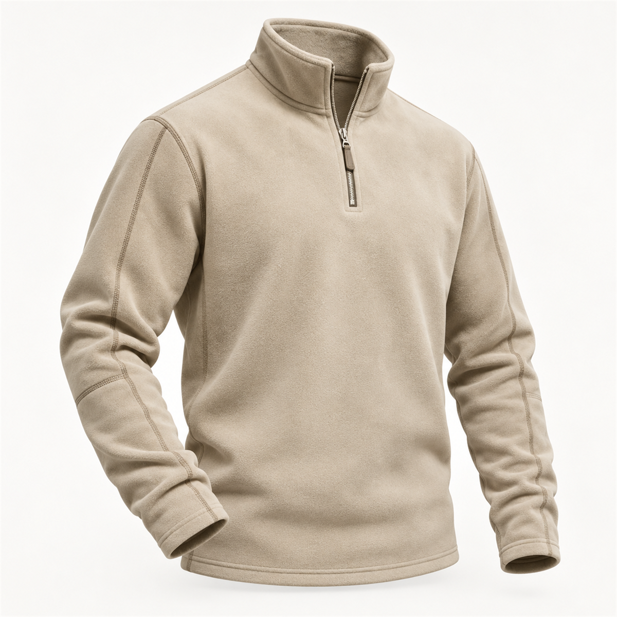 Mens Quarter-Zip Pullover detail - Beige