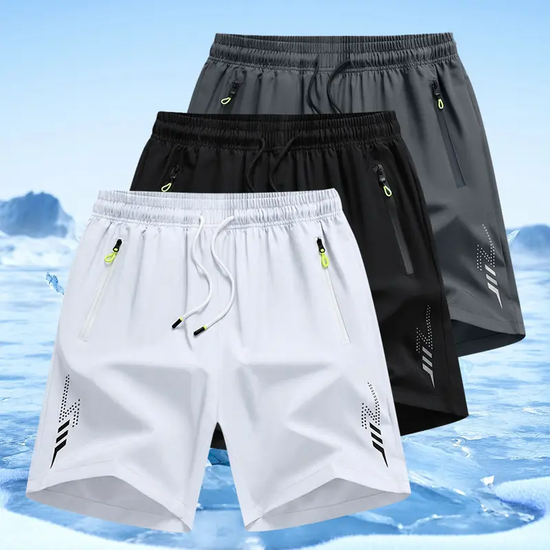  Men's Quick-Dry Athletic Shorts with Zipper Pockets – Lightweight Performance Workout Shorts