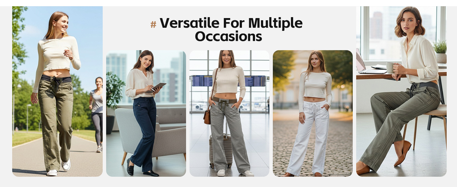 Flamingals Straight Leg Drawstring Pants for Women