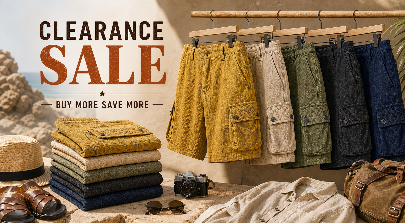 🔥CLEARANCE SALE🔥 Textured Cotton-Linen Cargo Shorts - Banner