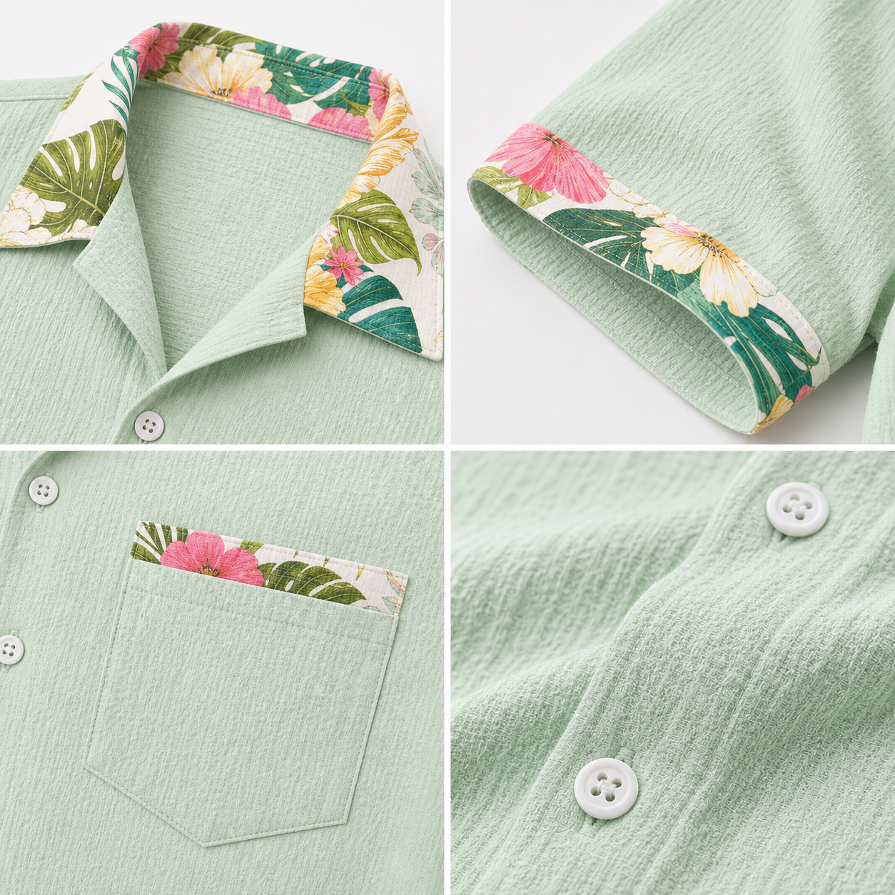 🔥CLEARANCE SALE🔥 Tropical Trim Short Sleeve Shirt - Details