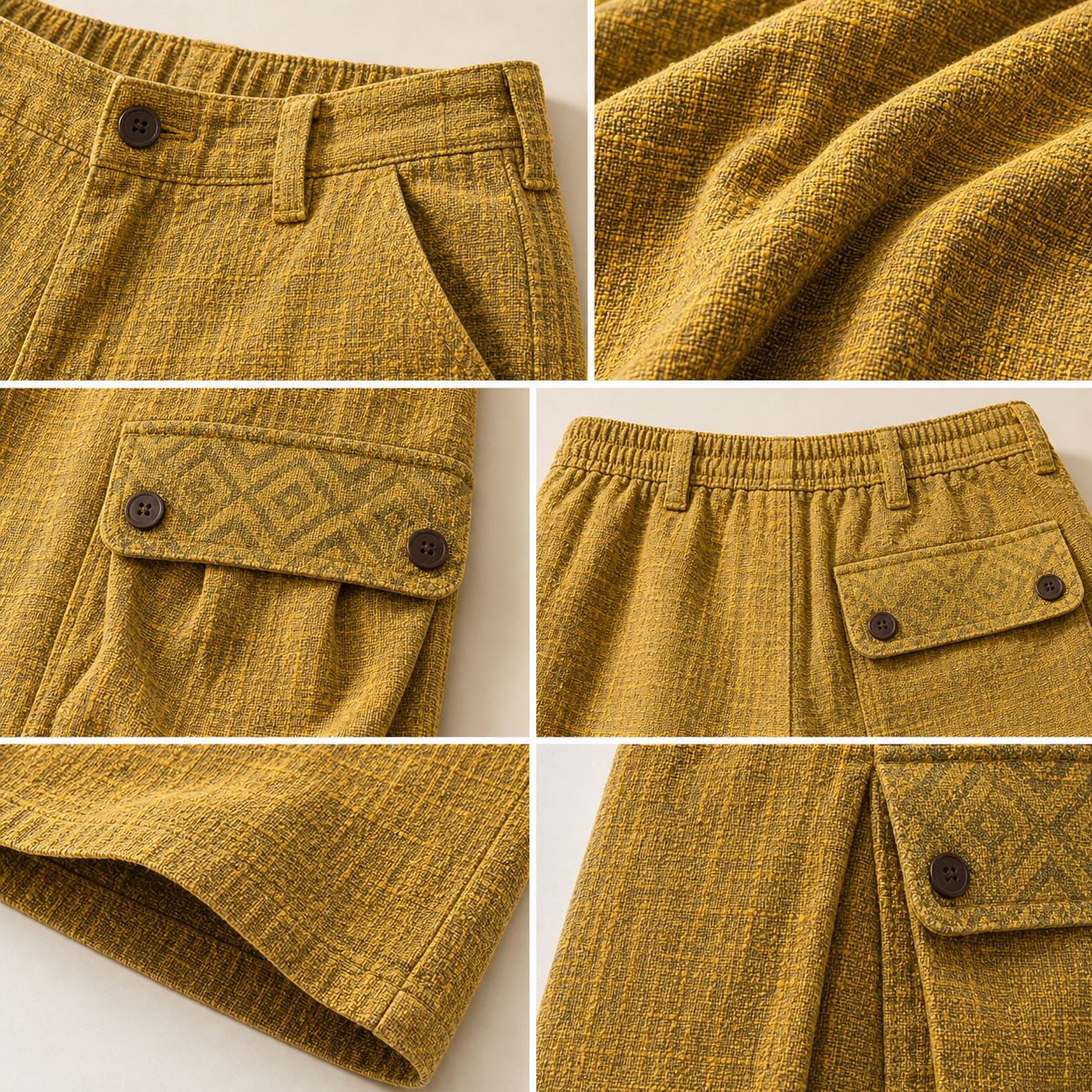 🔥CLEARANCE SALE🔥 Textured Cotton-Linen Cargo Shorts - Details
