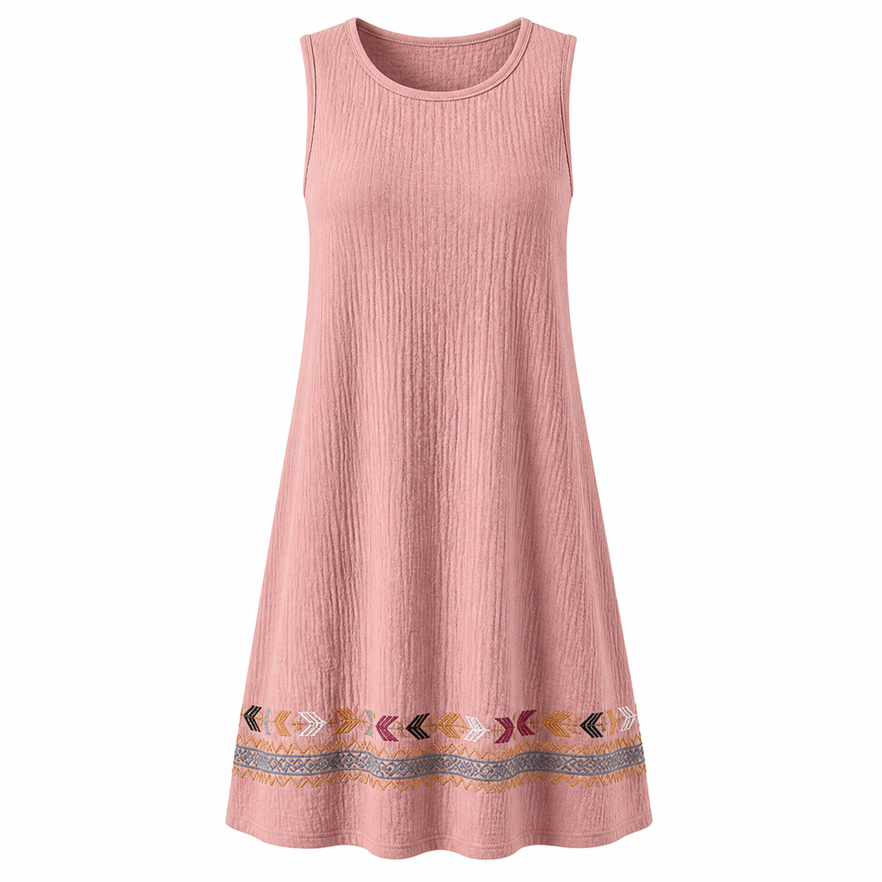 🔥CLEARANCE SALE🔥 Embroidered Hem Sleeveless Dress - Dusty Rose