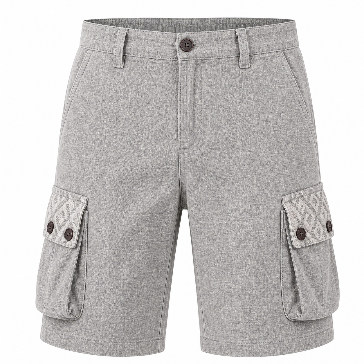 🔥CLEARANCE SALE🔥 Textured Cotton-Linen Cargo Shorts - Stone Gray