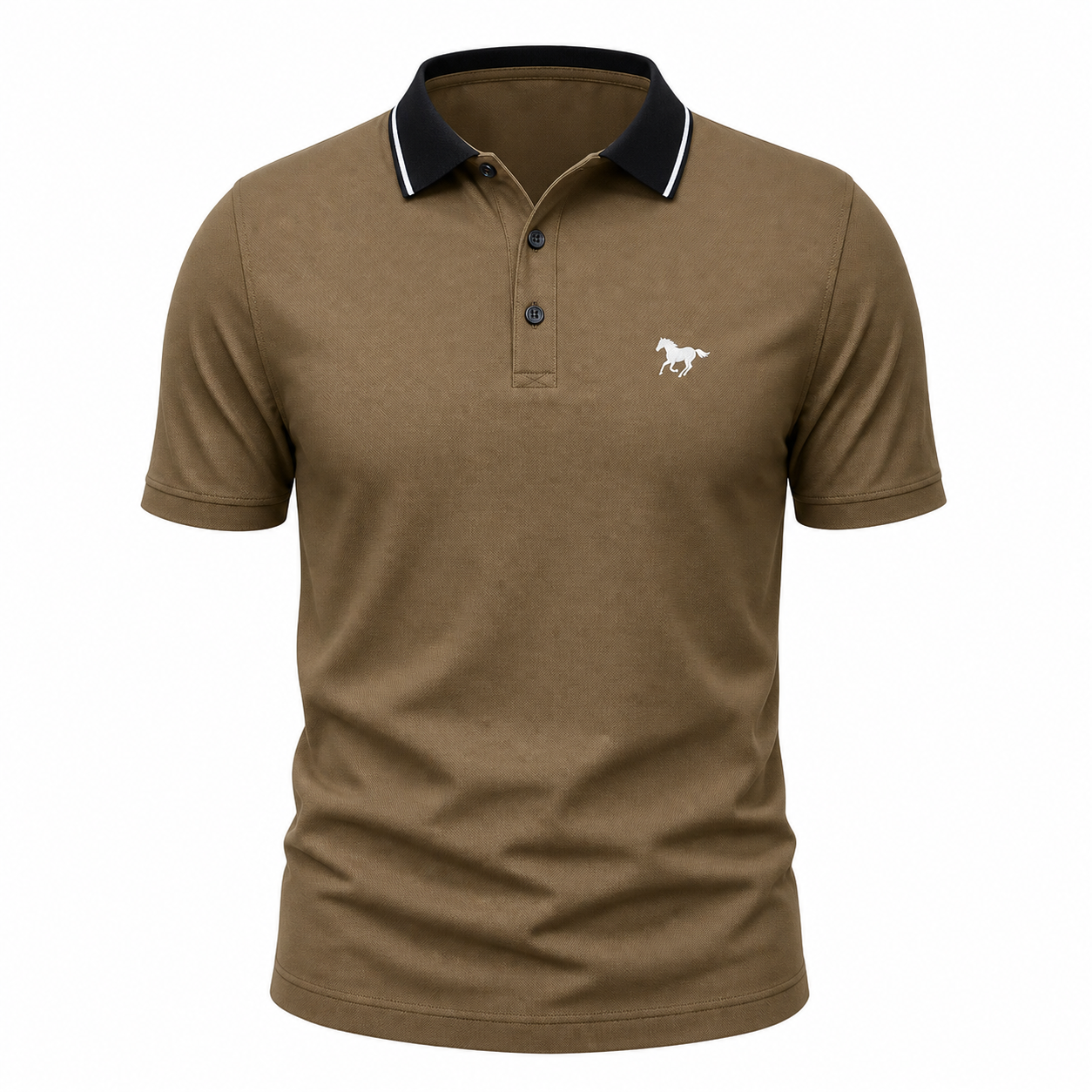 🔥CLEARANCE SALE🔥 Contrast Collar Polo Shirt - Khaki Brown