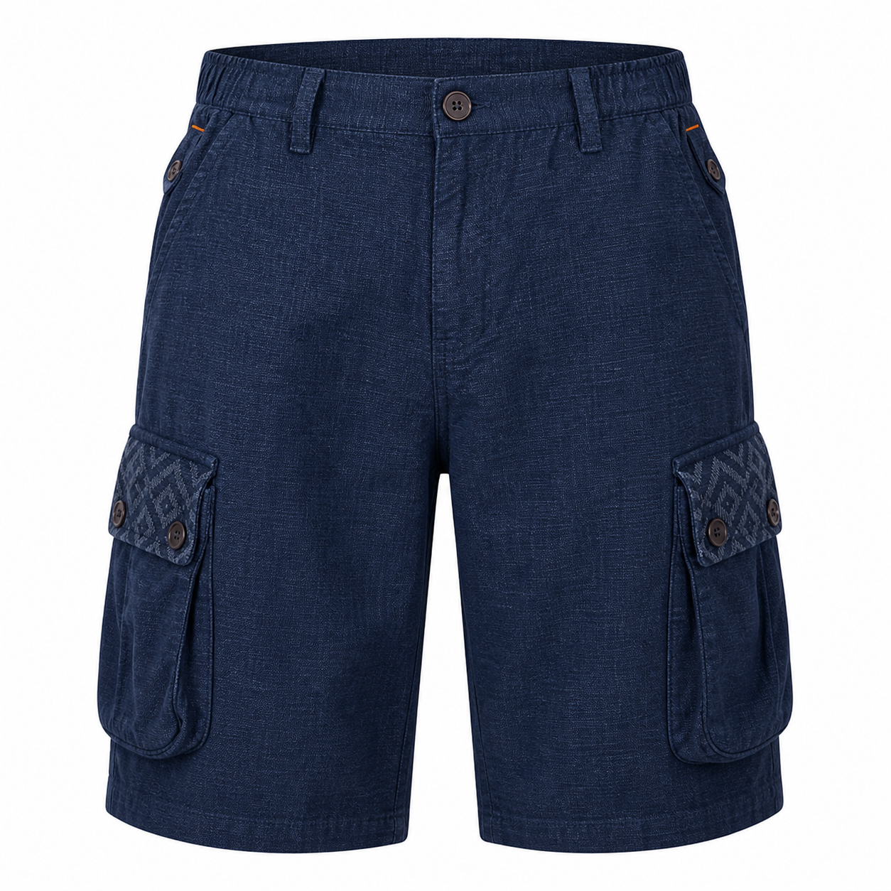 🔥CLEARANCE SALE🔥 Textured Cotton-Linen Cargo Shorts - Navy Blue