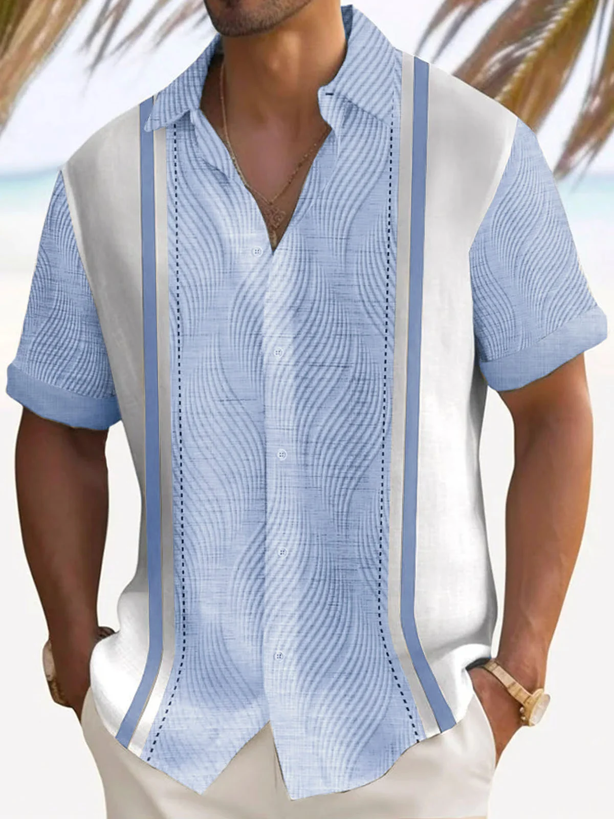 Men's short sleeve resort panel shirt