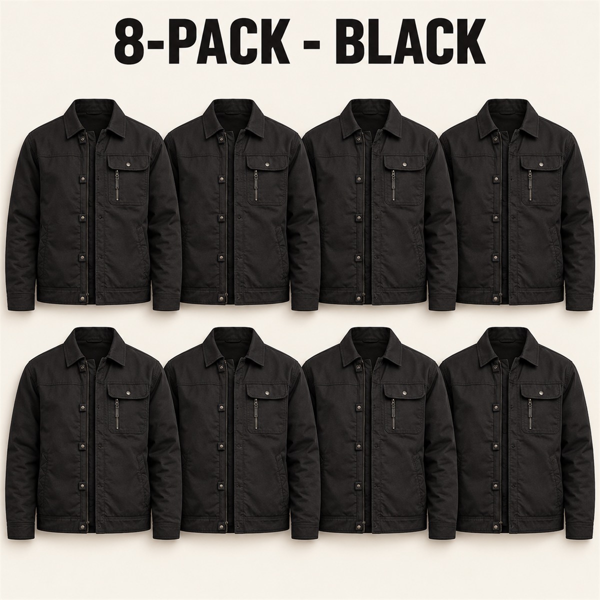 8-Pack - Black Men's Workwear Utility Jacket 8-Packs