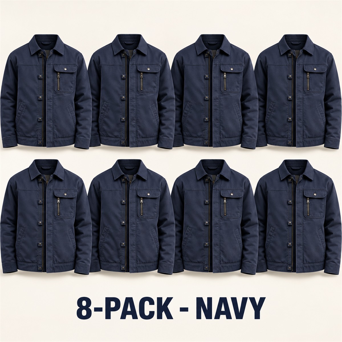 8-Pack - Navy Men's Workwear Utility Jacket 8-Packs