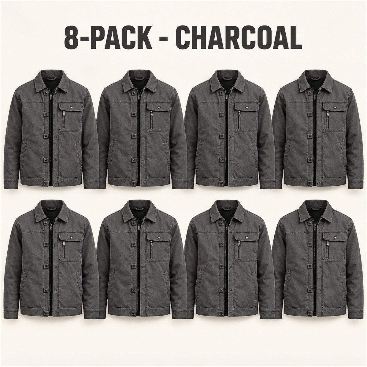 8-Pack - Charcoal Men's Workwear Utility Jacket 8-Packs