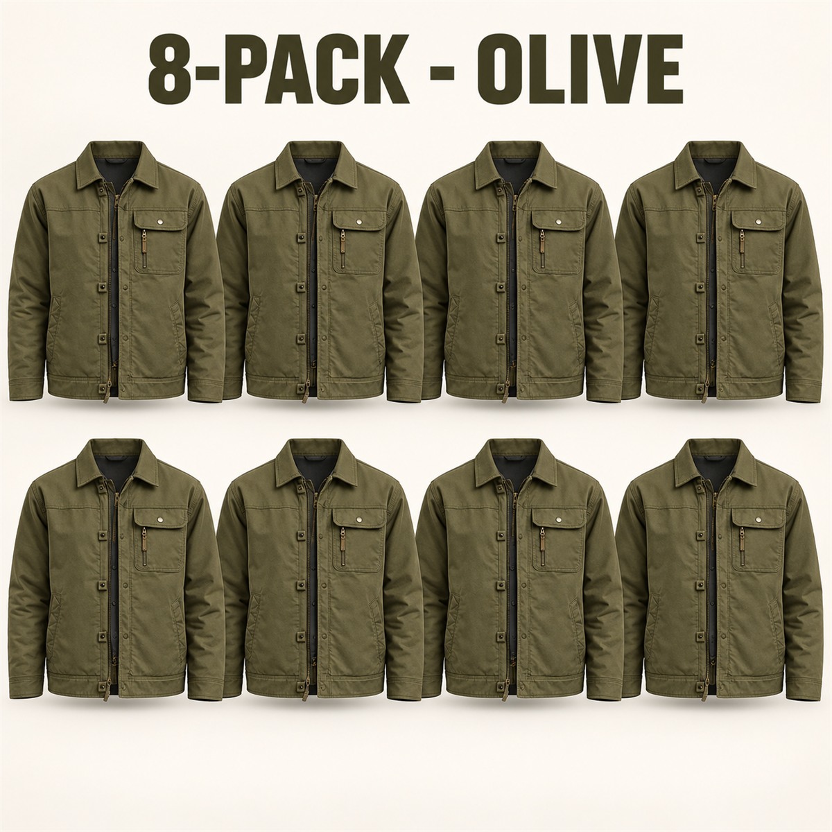 8-Pack - Olive Men's Workwear Utility Jacket 8-Packs