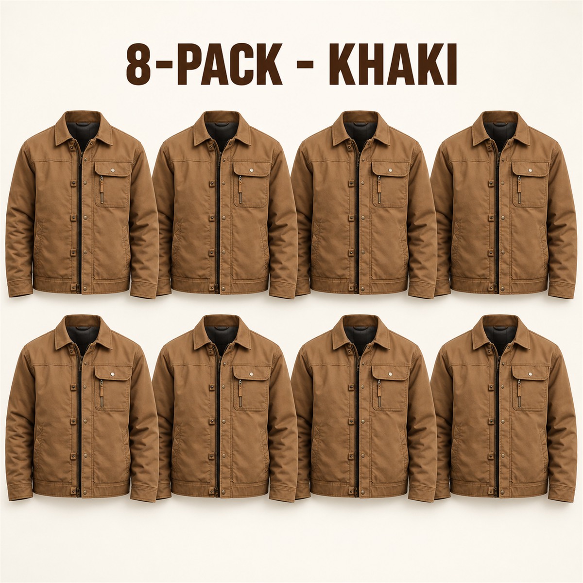 8-Pack - Khaki Men's Workwear Utility Jacket 8-Packs