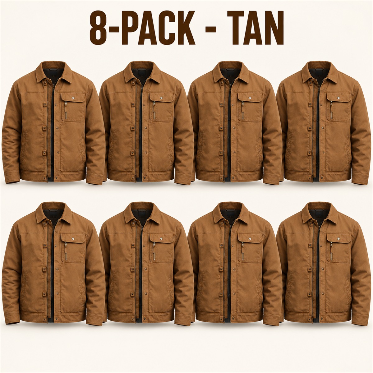 8-Pack - Tan Men's Workwear Utility Jacket 8-Packs