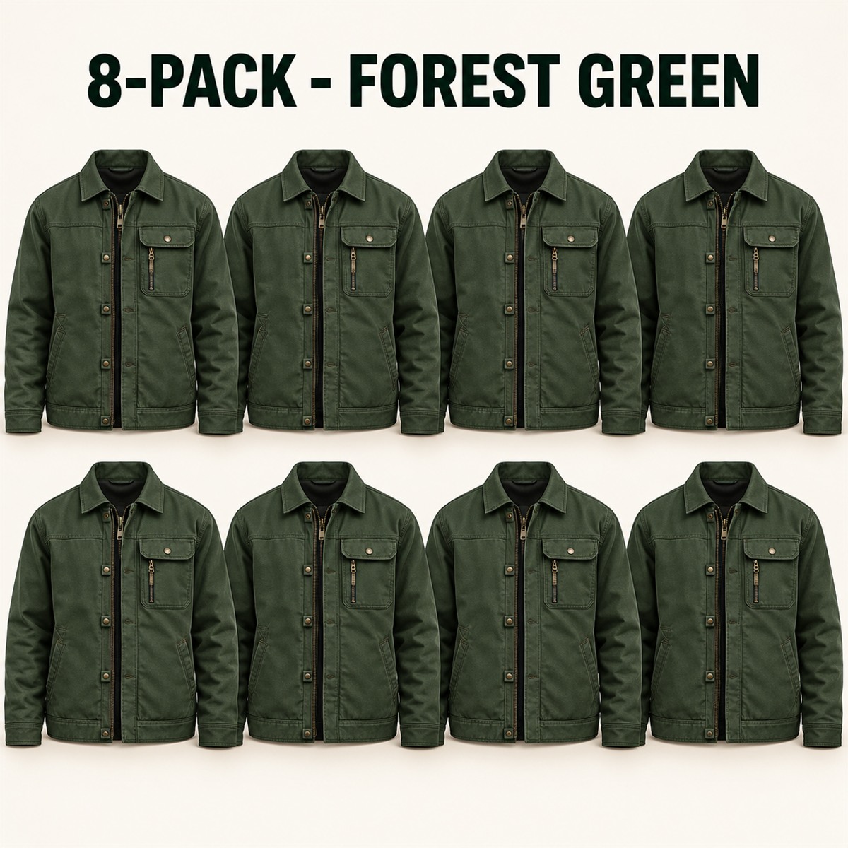 8-Pack - Forest Green Men's Workwear Utility Jacket 8-Packs