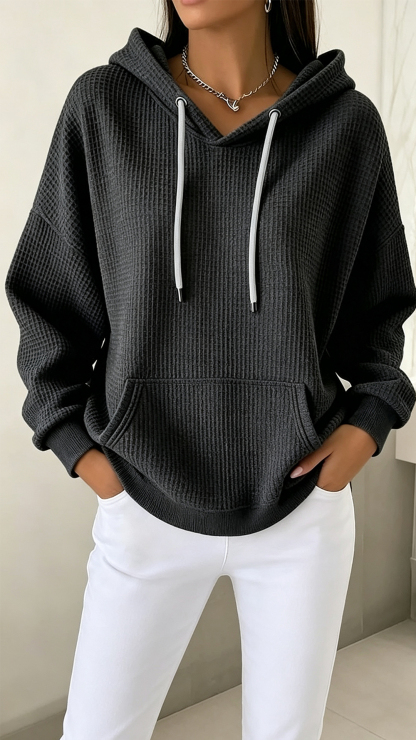 Women's Pullover Hoodie Sweatshirt Pocket Plain Casual Long Sleeve Hooded Regular Tops Blue Black White Pink Fuchsia Spring Fall Winter