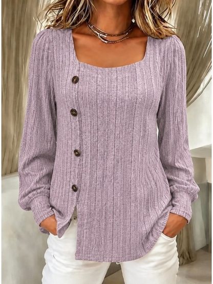 Women's T Shirt Elegant Stylish Casual Long Sleeve Square Neck Long Tops