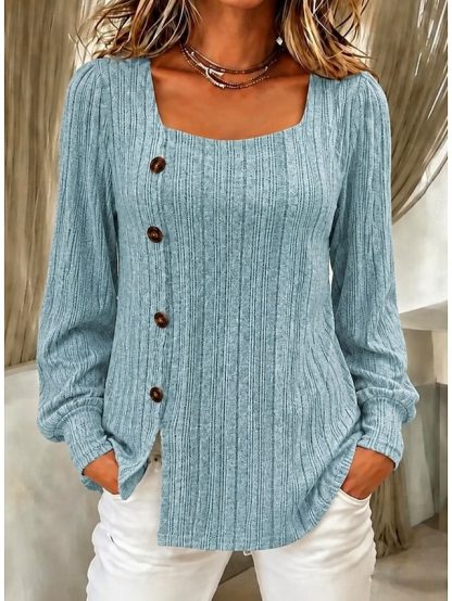 Women's T Shirt Elegant Stylish Casual Long Sleeve Square Neck Long Tops