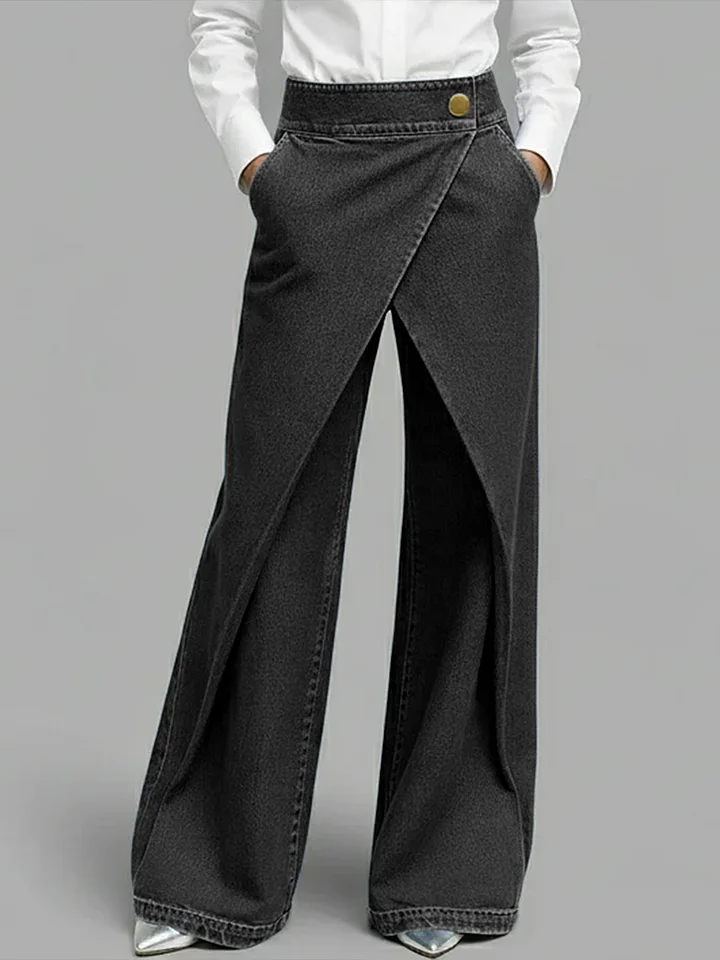 Women's High-waisted Casual Loose-fitting Wide-leg Jeans