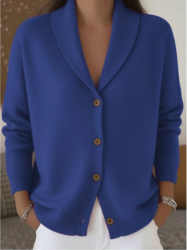 Women's Sweater Cardigan Sweater Cardigan Elegant Vintage Daily V Neck Buttons Long Sleeve Long Tops