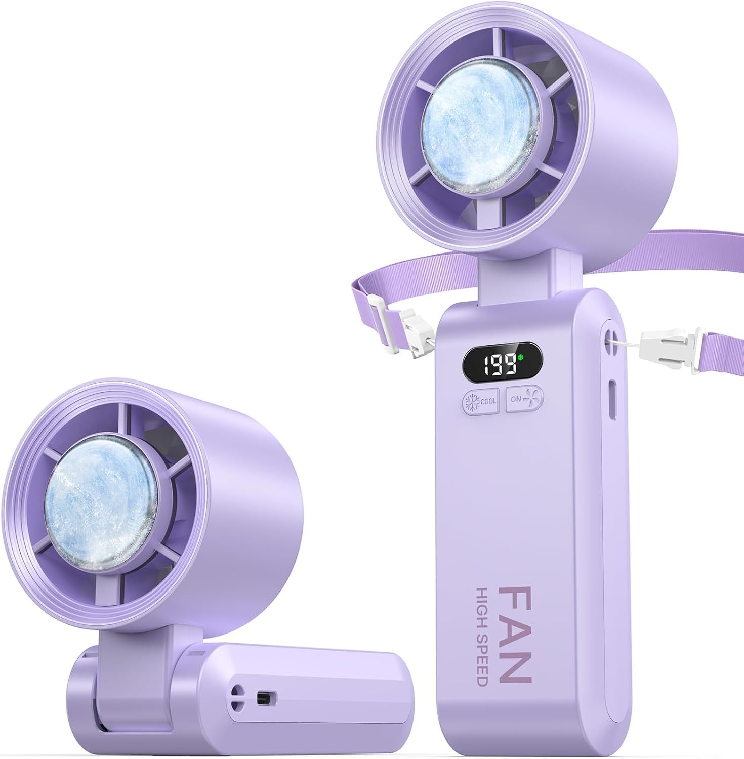 Handheld Portable Turbo Fan with Ice Cooler, Speed (1-199) Rechargeable Personal Fan[20000 RPM] Small Pocket Fans for Travel/Outdoor/Home/Office