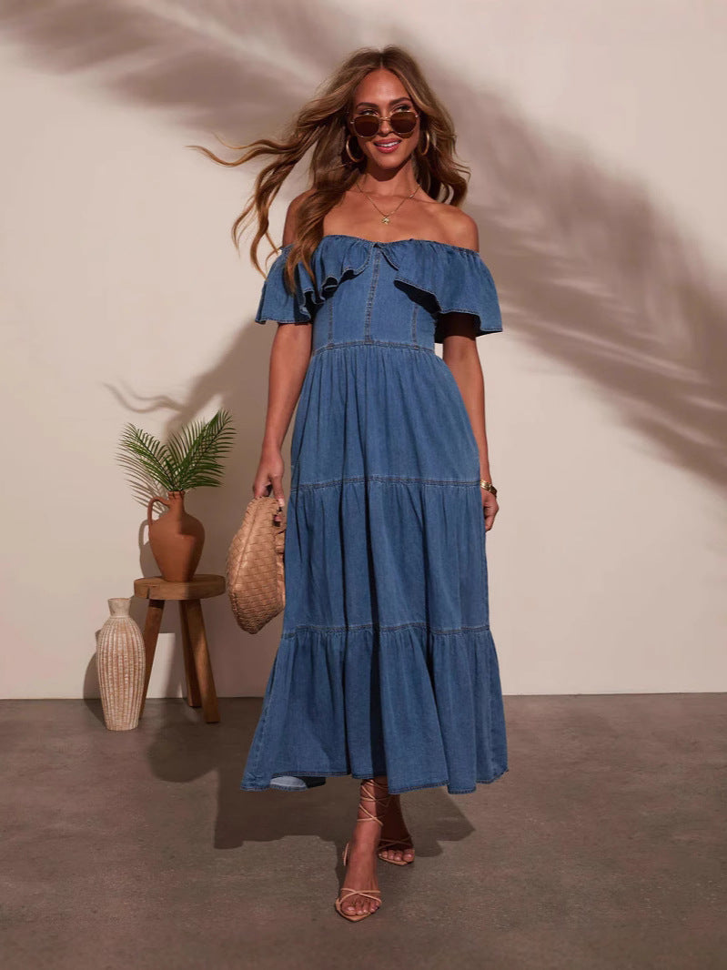 Stylish Casual Off-shoulder Denim Dress